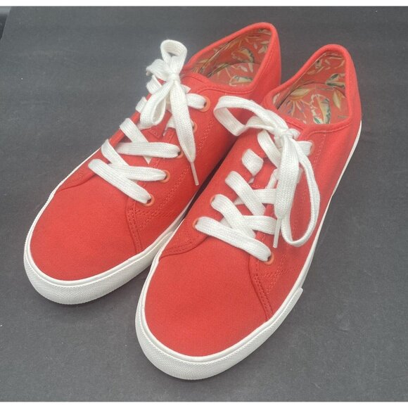 Vionic Oasis Canvas Lace Up Comfort Shoe Fashion  Sneaker Size 10  Bright Poppy - Picture 2 of 7